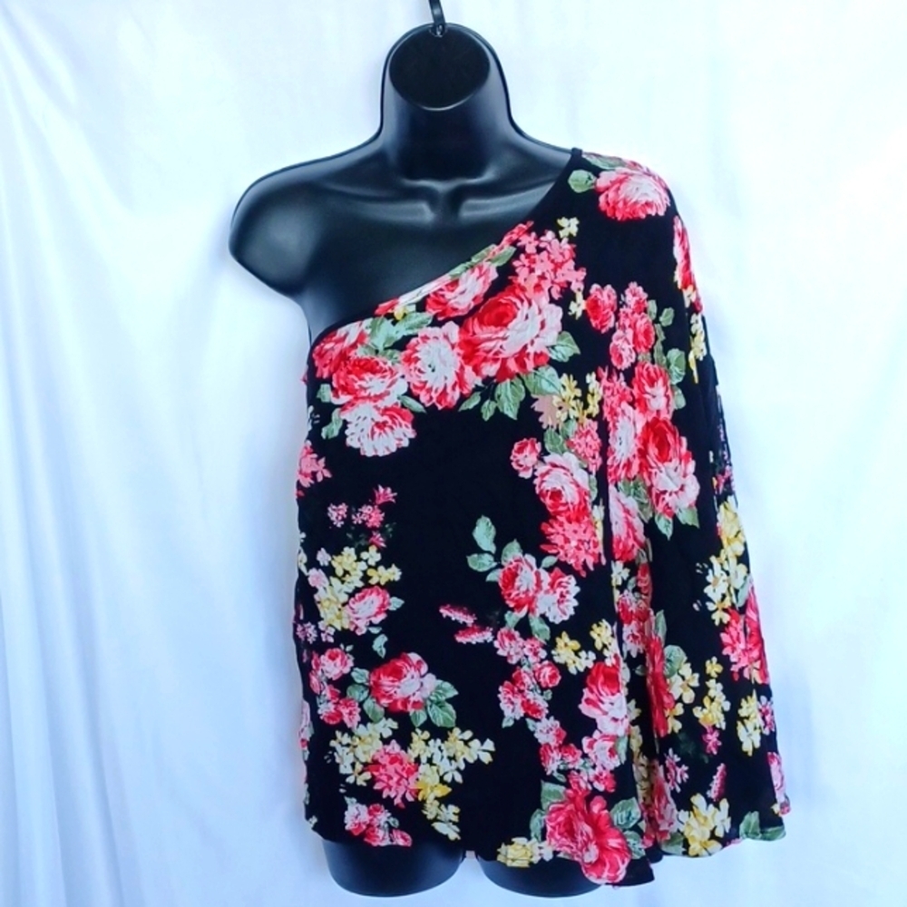 ee:some Phoenix One Shoulder top, Floral, Sz S